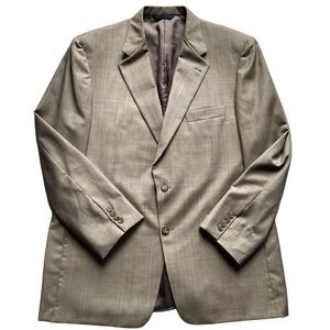 Burberry London Sport Coat Mens 44R Tan Wool Plaid Blazer Preppy Light Academia